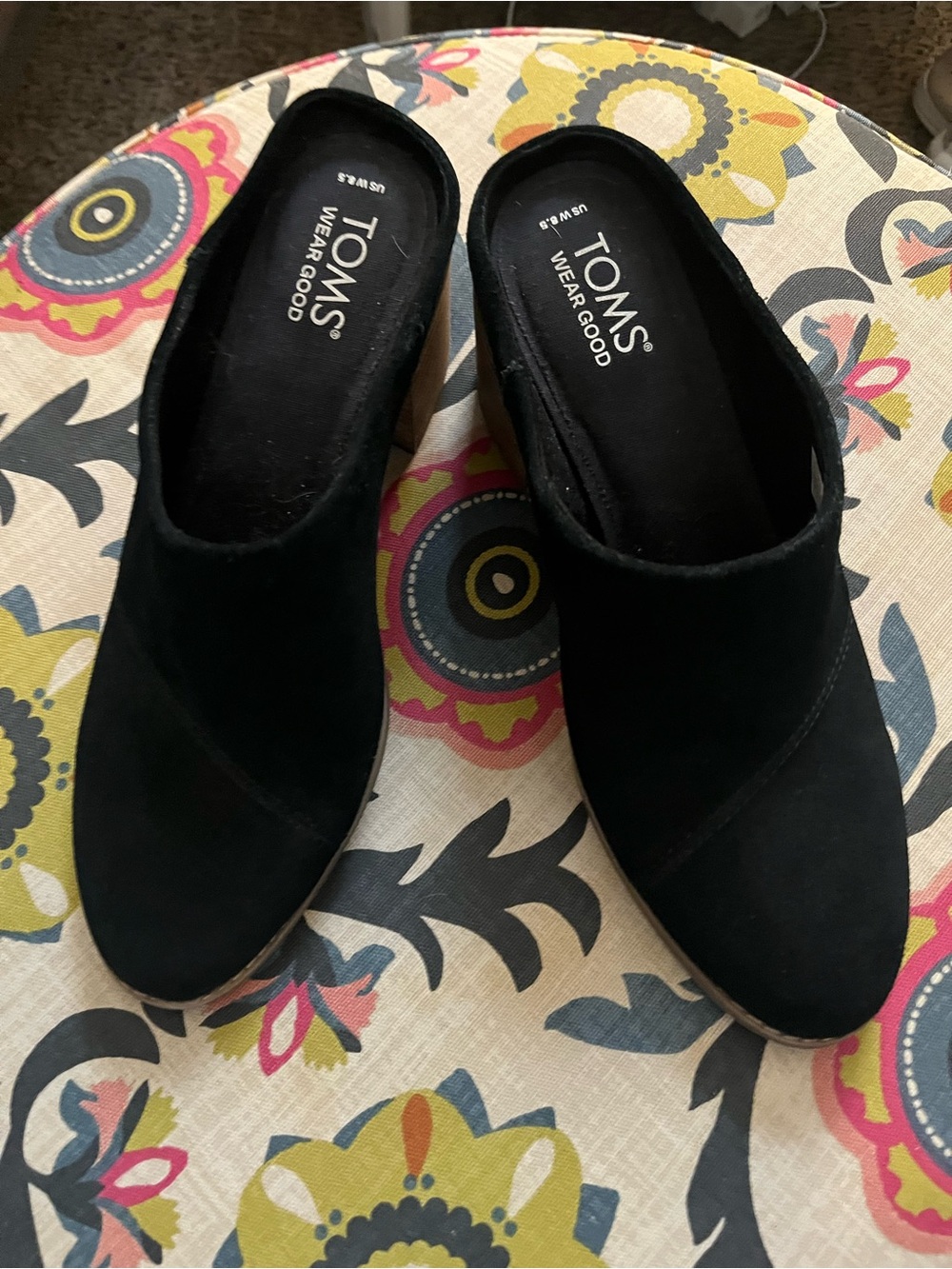 TOMS Black Suede Backless Mules